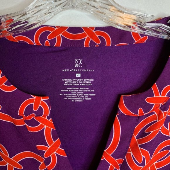 NY&C Womens XS Purple Orange Red Chain Patterned Sleeveless Lightweight Tank Top - Picture 2 of 8